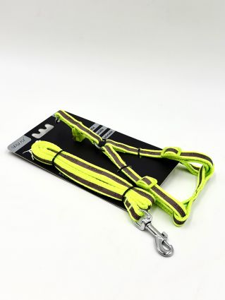 Светоотражающая шлейка с поводком 10см*122см+30см/40см (нейлон) (1828)