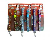 Ошейник с поводком 15мм*122см+40см (нейлон) (1805)